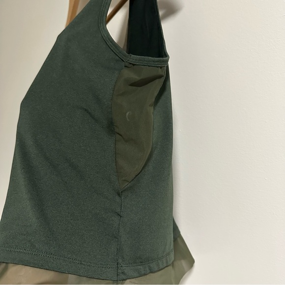 ZYIA Active Forest Green V Neck Tank Top With Mesh Detail - Picture 6 of 7